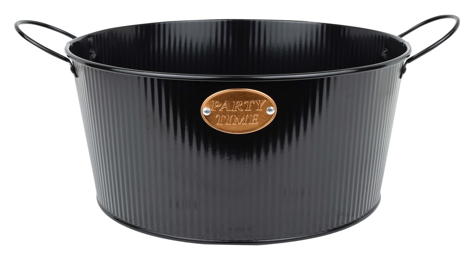 Balde para botellas de metal con asas, línea Negra, 30 × 14 cm