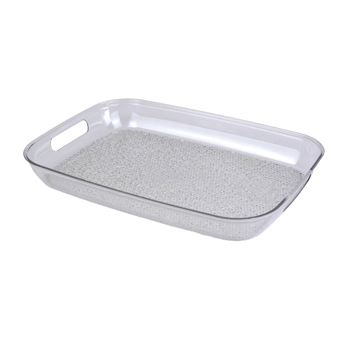 Bandeja de acrílico rectangular con asas, 30 × 44 cm