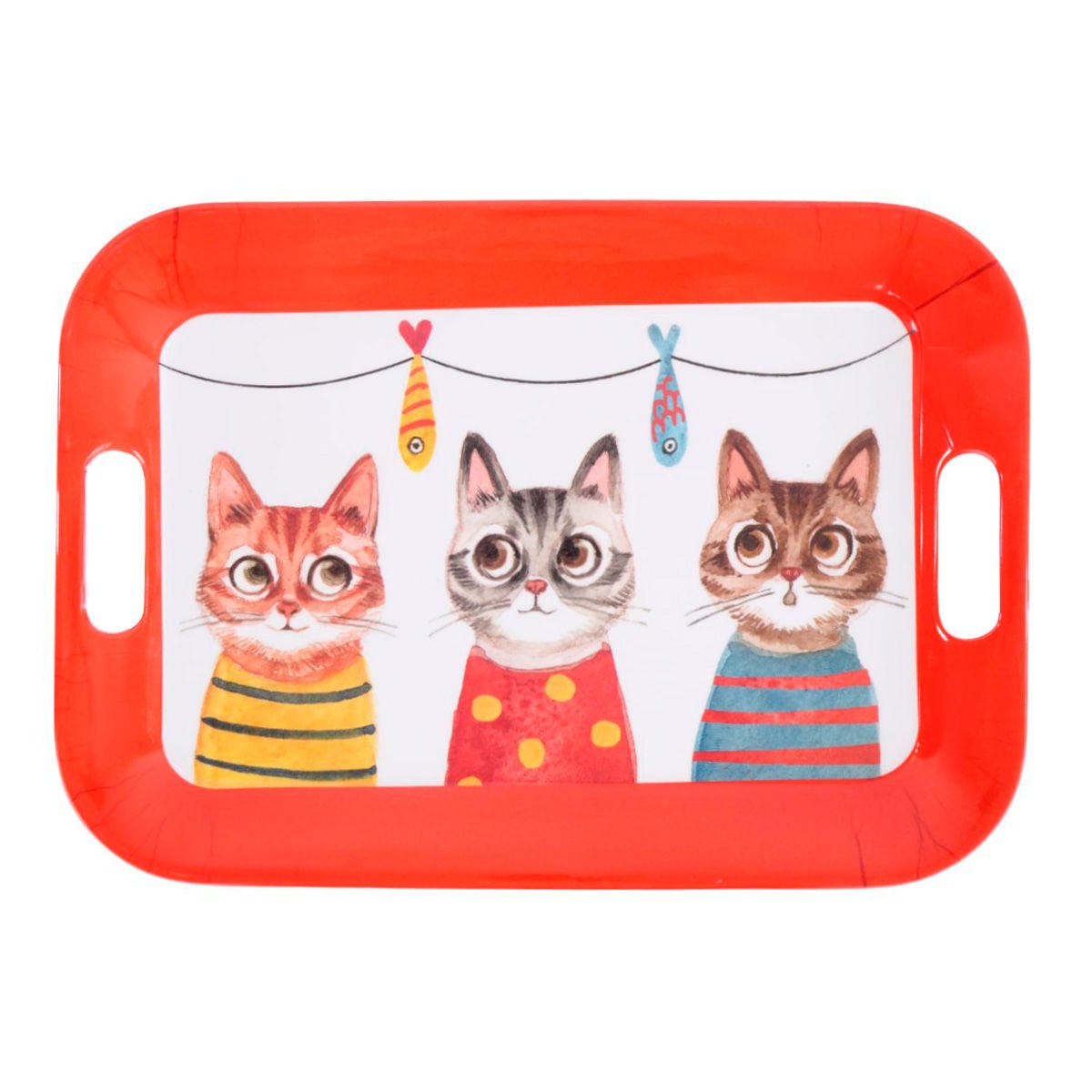Bandeja rectangular de melamina diseño Cats, 42 × 29,8 cm
