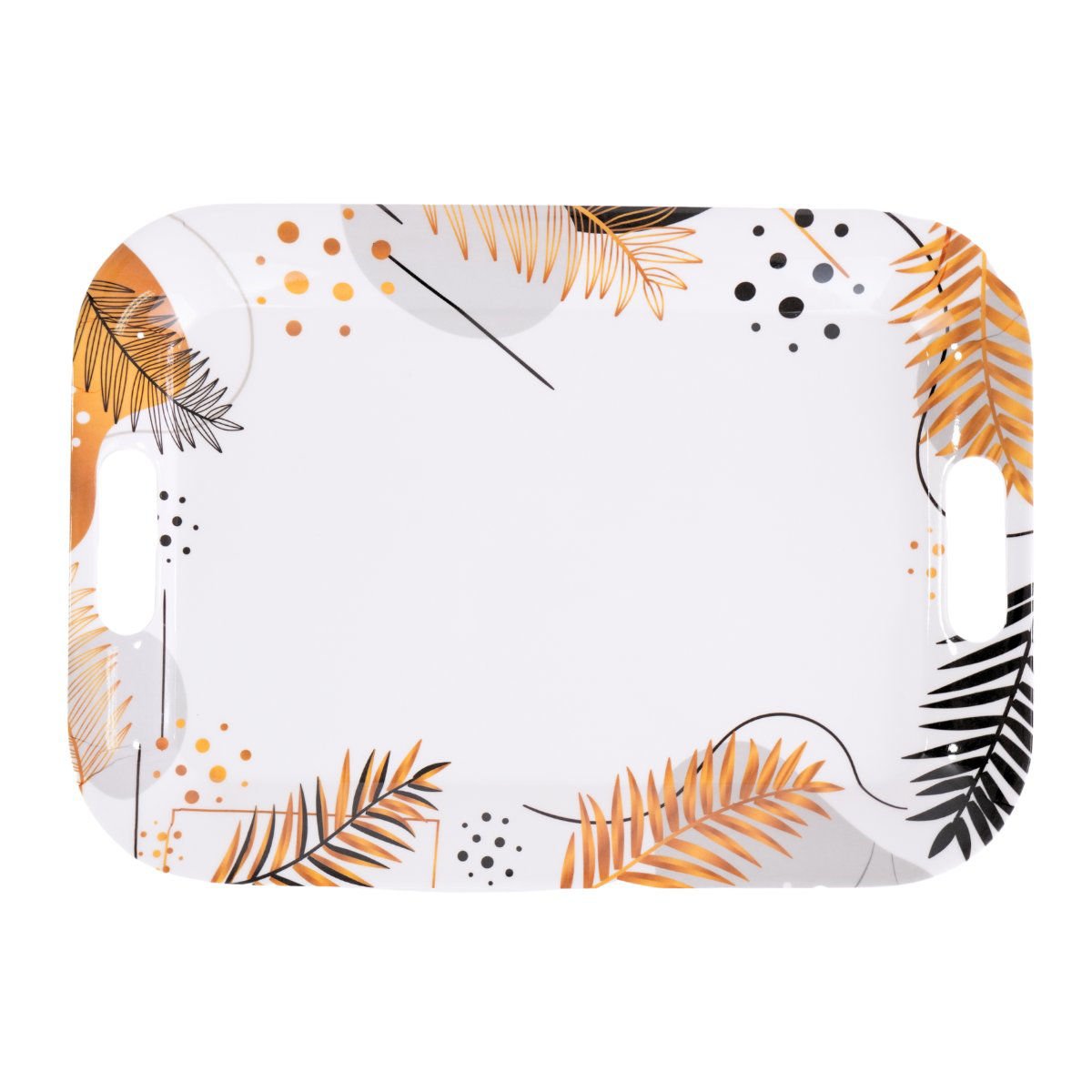 Bandeja rectangular de melamina diseño Hoja Gold, 42 × 29,8 cm