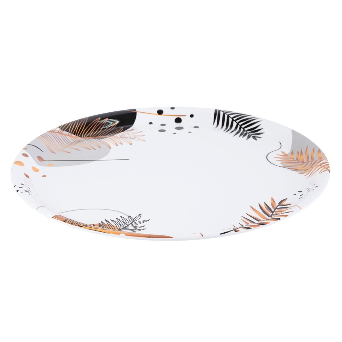 Bandeja redonda de melamina diseño Hoja Gold, 40 × 2,1 cm