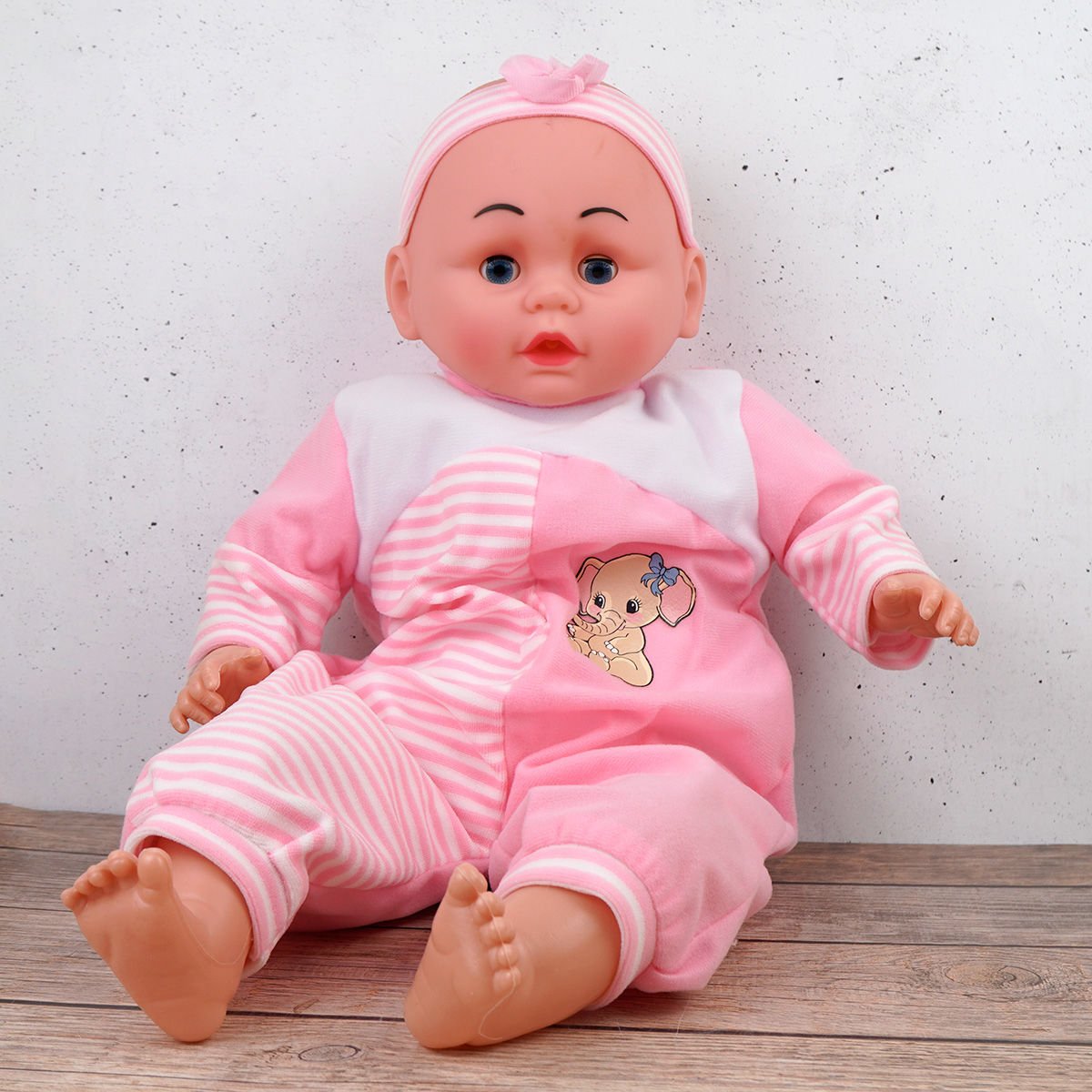 Bebé 4 sonidos pijama cuerpo de tela cabeza de goma bolsa, 62 cm
