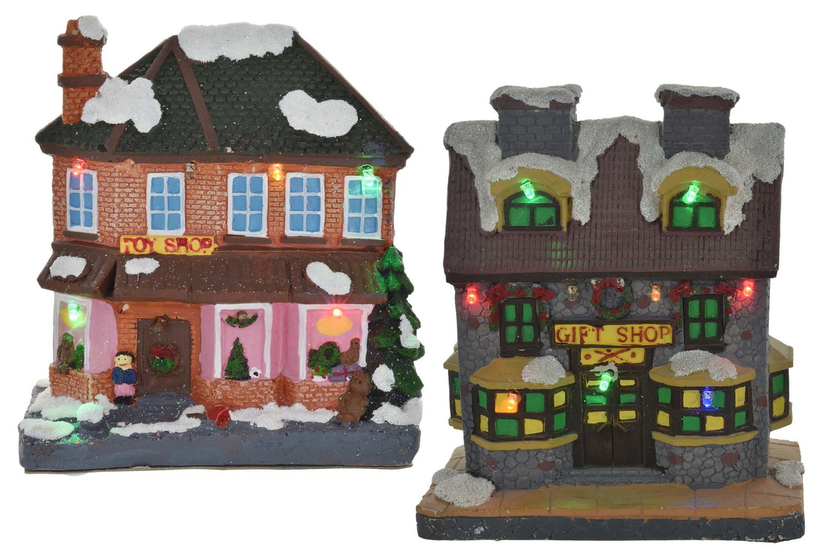 Casa navideña con luz, 16 × 14 × 7,5 cm