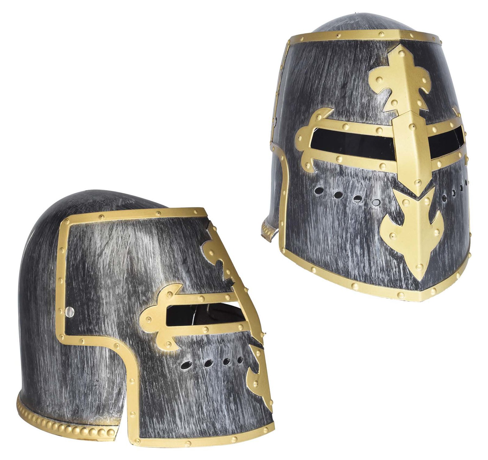 Casco medieval de plástico con careta cerrada, 25 × 22 cm