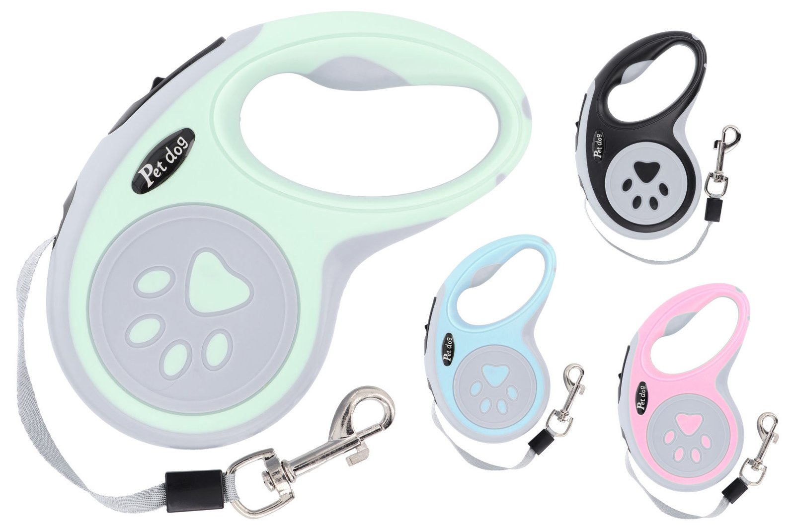 Correa para perro extensible con cinta retráctil y tranca, 5 m