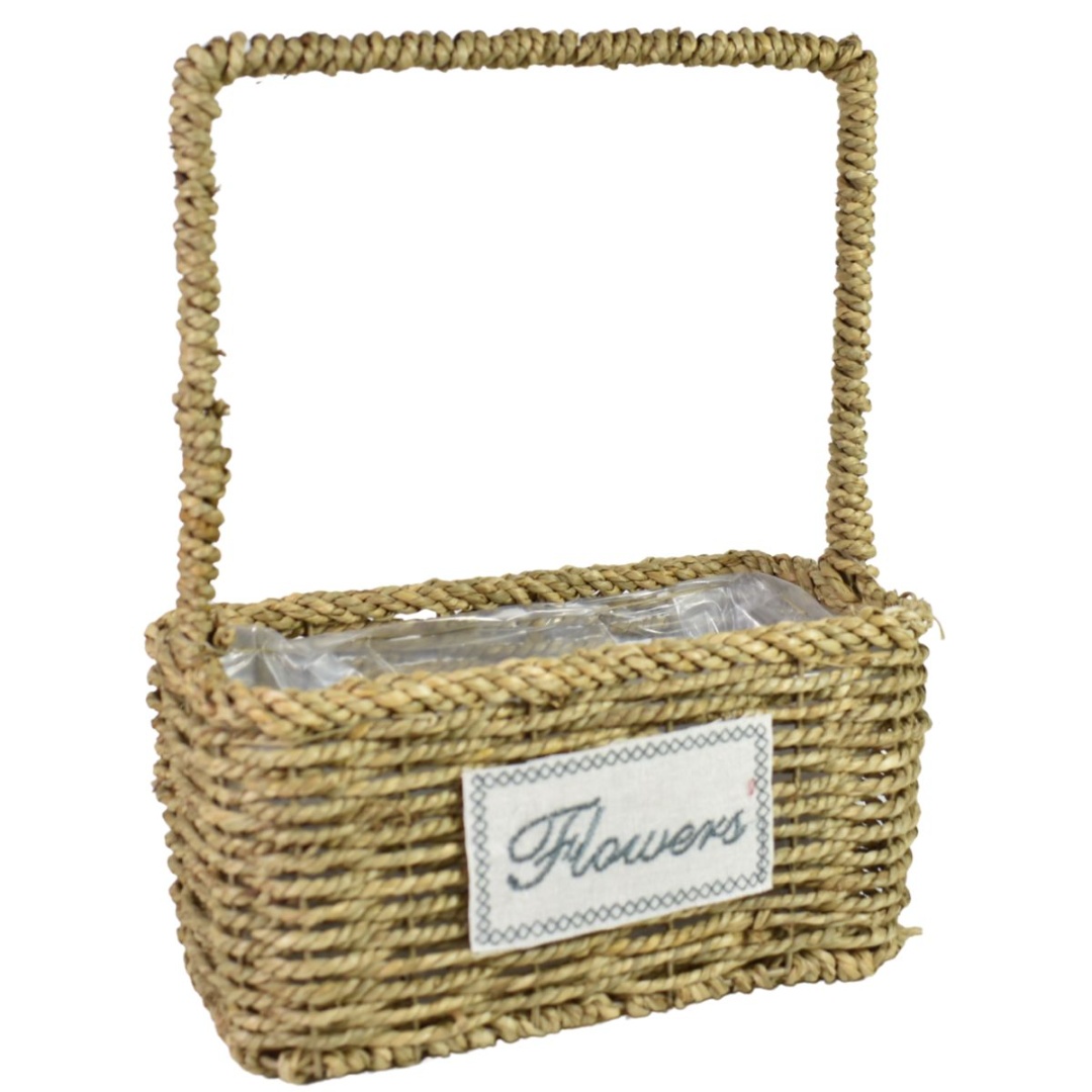 Canasta cesta de ratán con asa, 25 × 12 cm