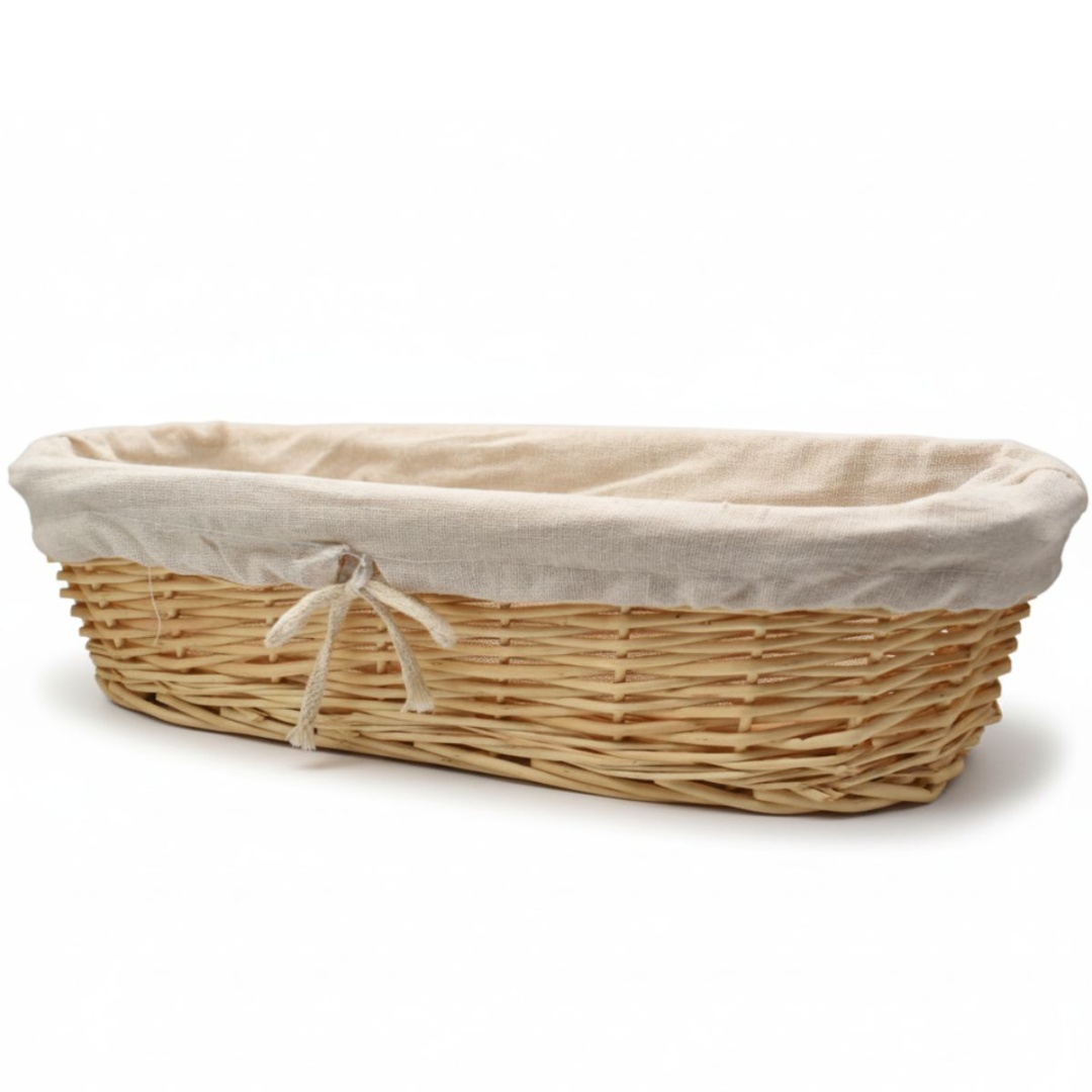 Cesta de mimbre forrada, 39 × 15 cm
