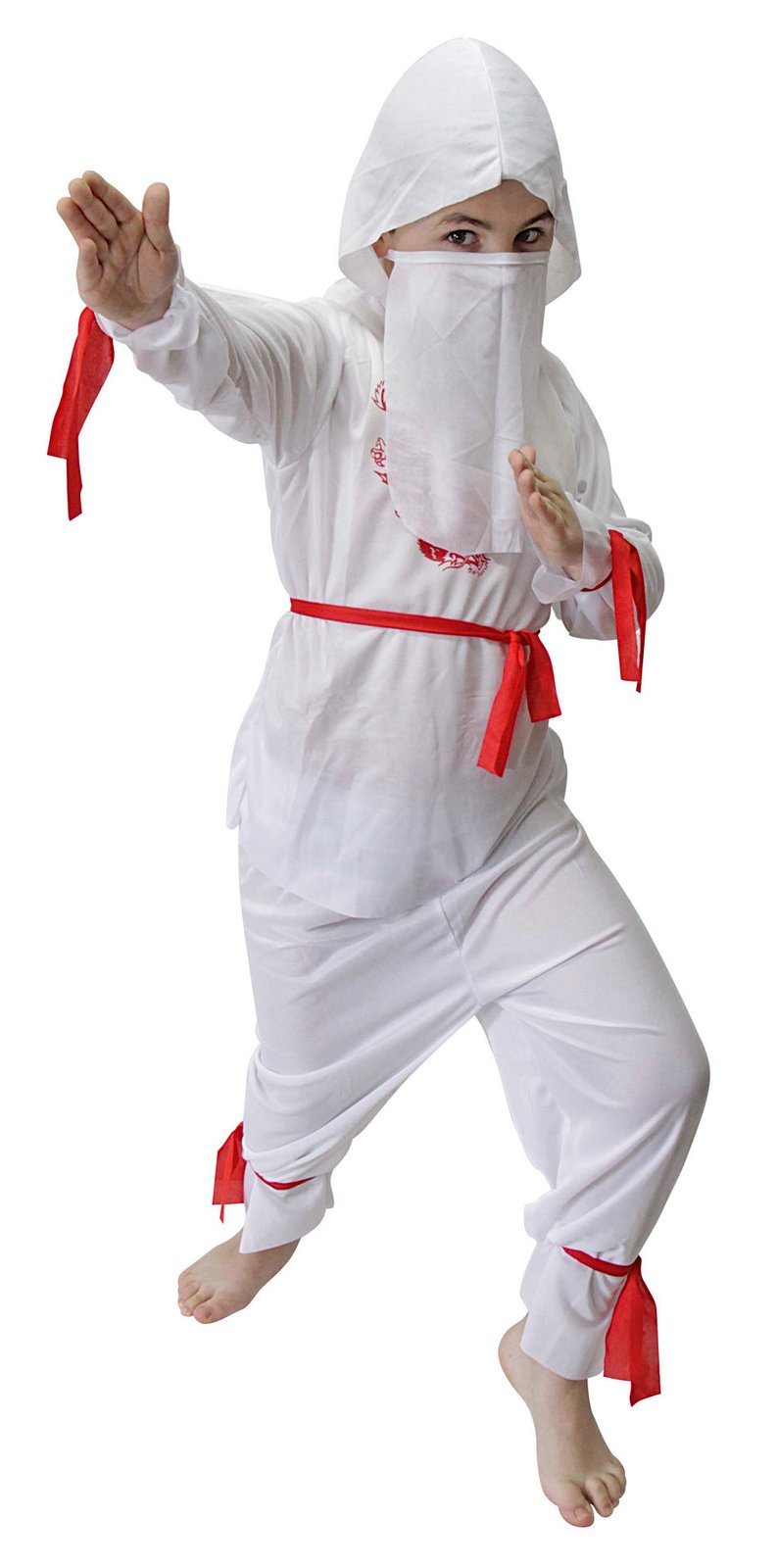 Disfraz ninja infantil blanco o negro talle s-m-l