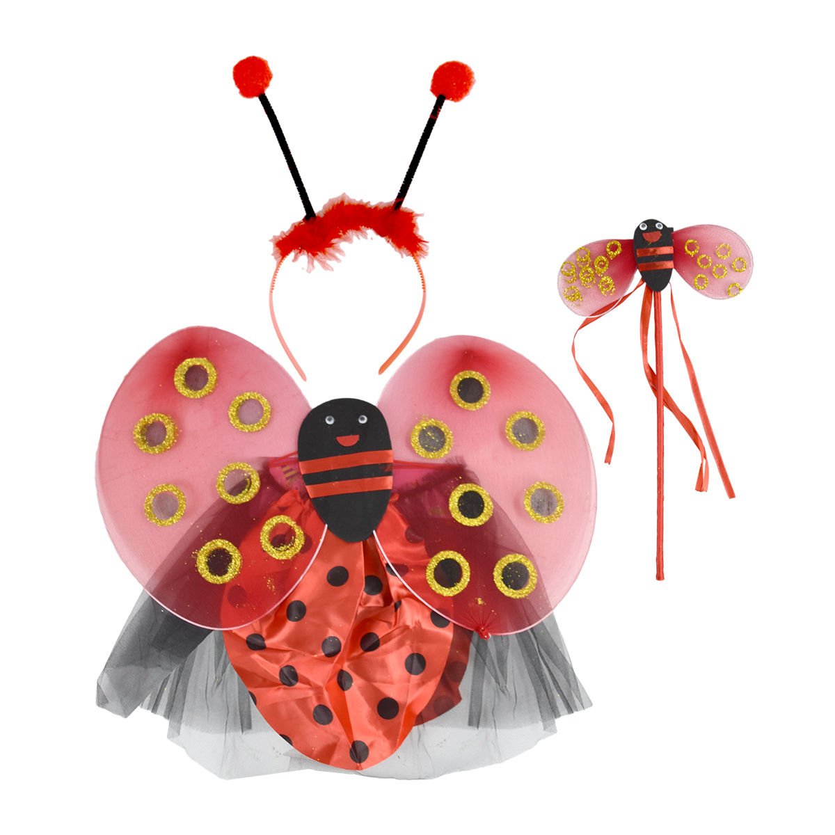 Disfraz de abeja San Antonio rojo con lunares, 4 piezas