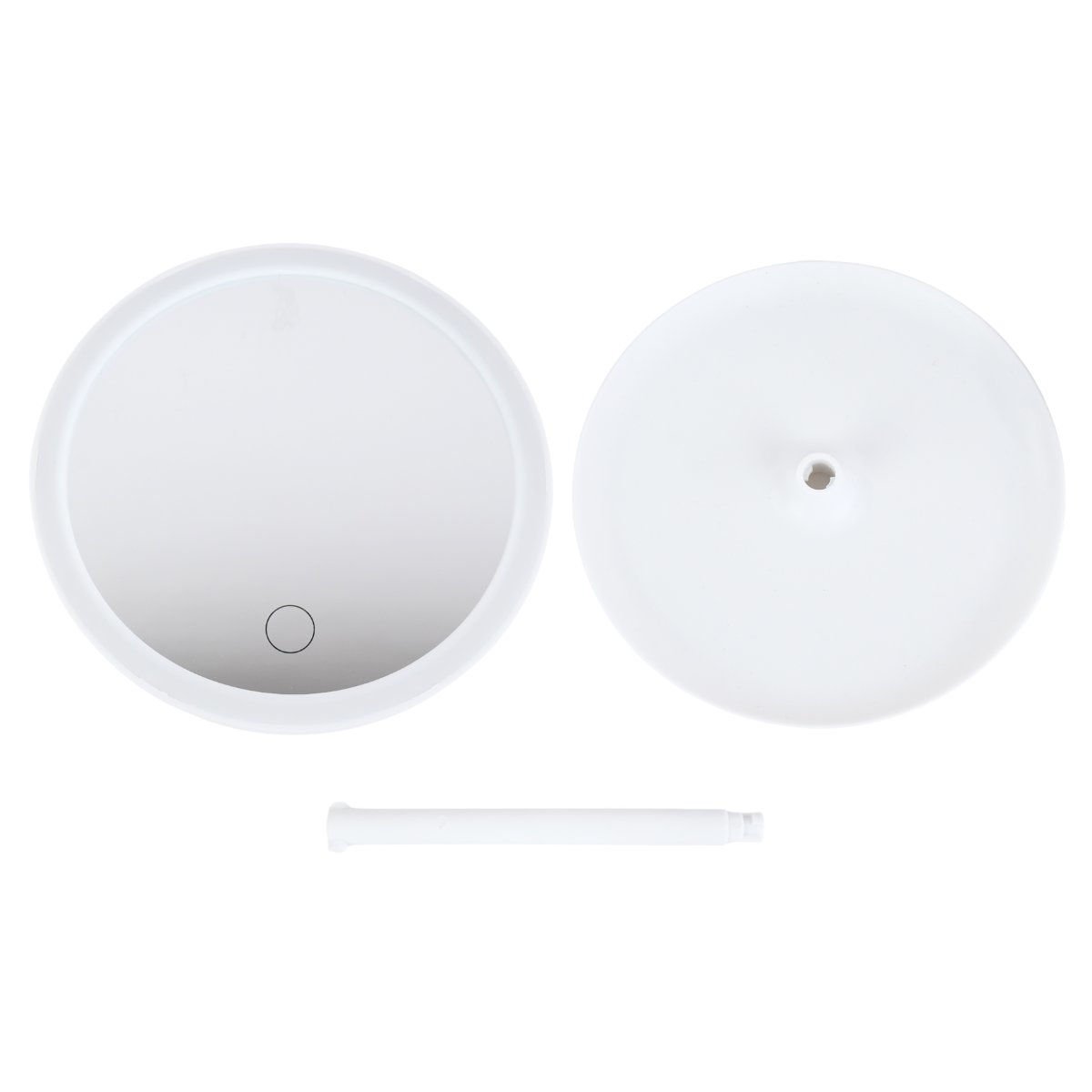 Espejo redondo con luz LED y base, USB onetouch, 17,5 cm de diámetro