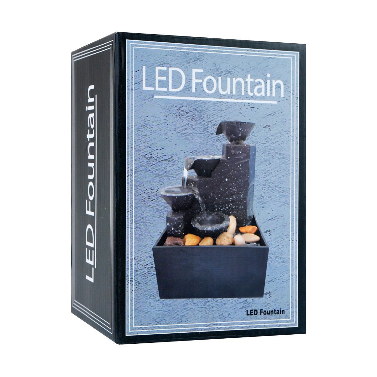 Fuente de agua con luz LED, 4 vasijas y piedras, a pila o USB