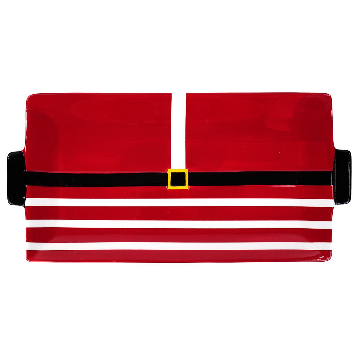 Fuente de cerámica navideña rectangular con asas, 39,5 × 22 × 2,5 cm