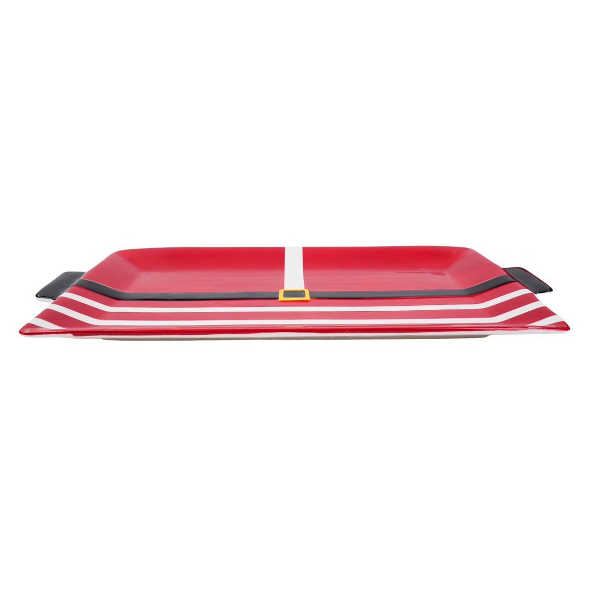 Fuente de cerámica navideña rectangular con asas, 39,5 × 22 × 2,5 cm