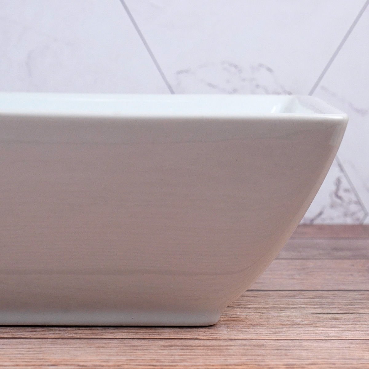 Bowl de cerámica blanca hondo cuadrado, 23 × 23 × 9 cm