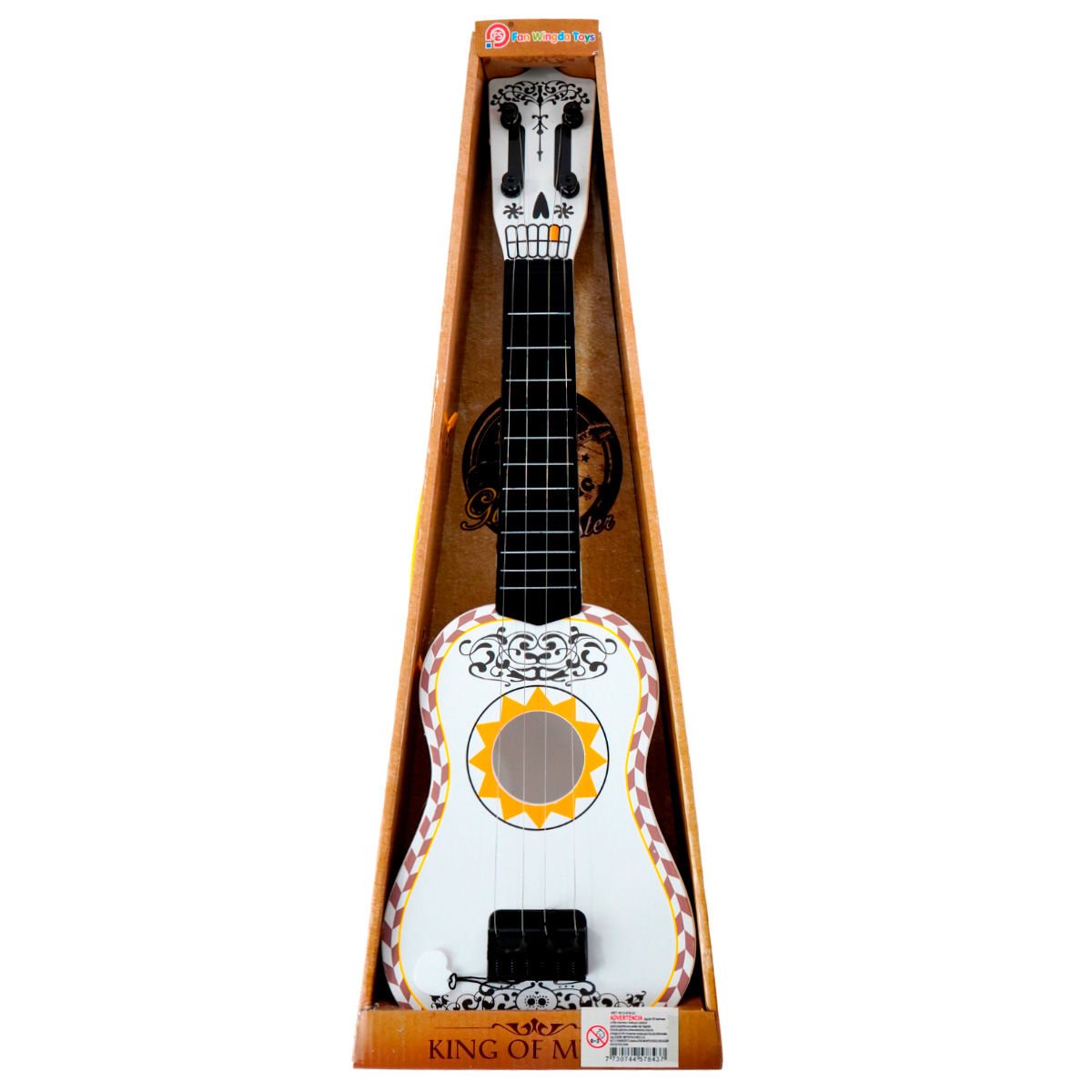 Guitarra española 4 cuerdas diseño calavera mexicana, 53 cm