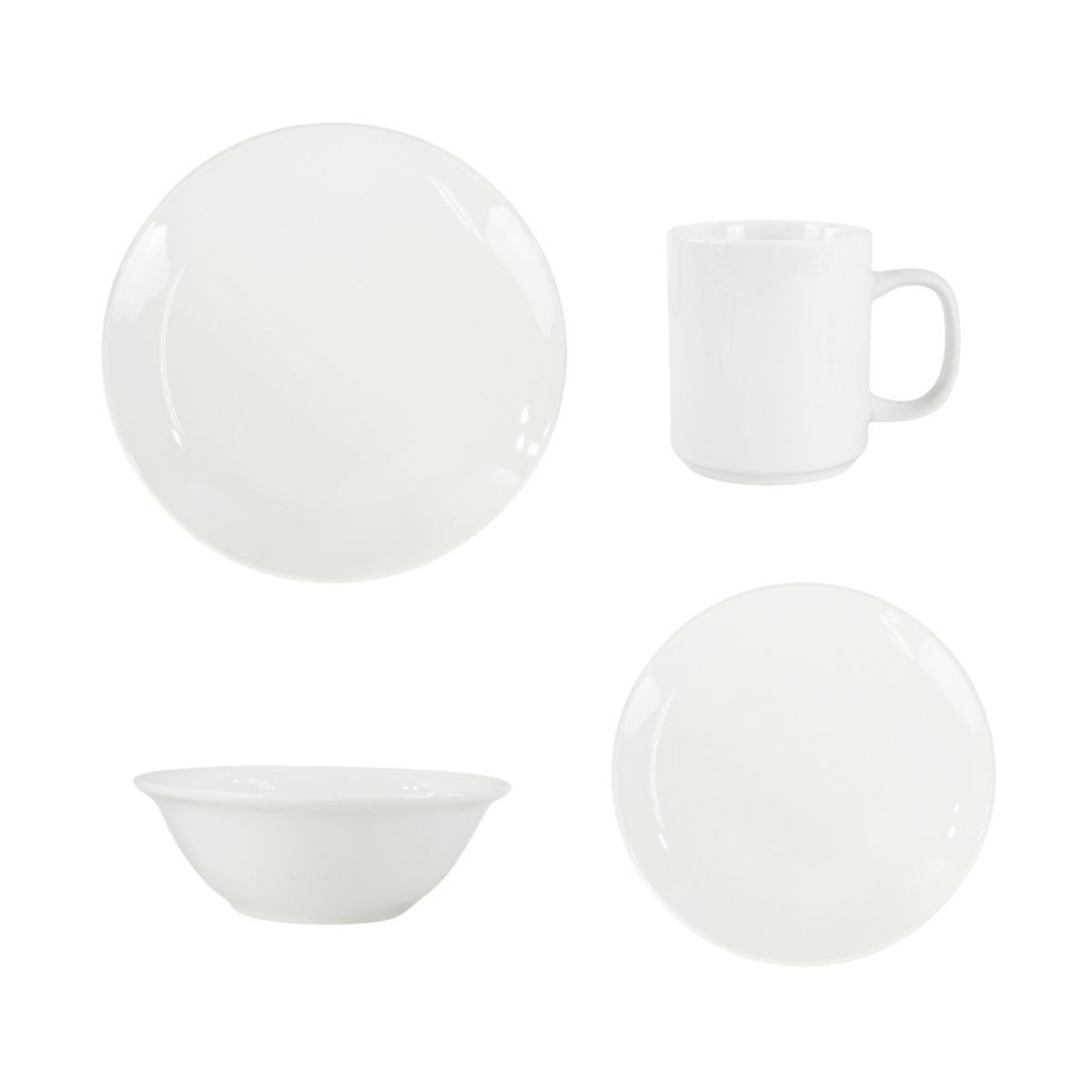 Juego de vajilla de cerámica blanco, 16 piezas