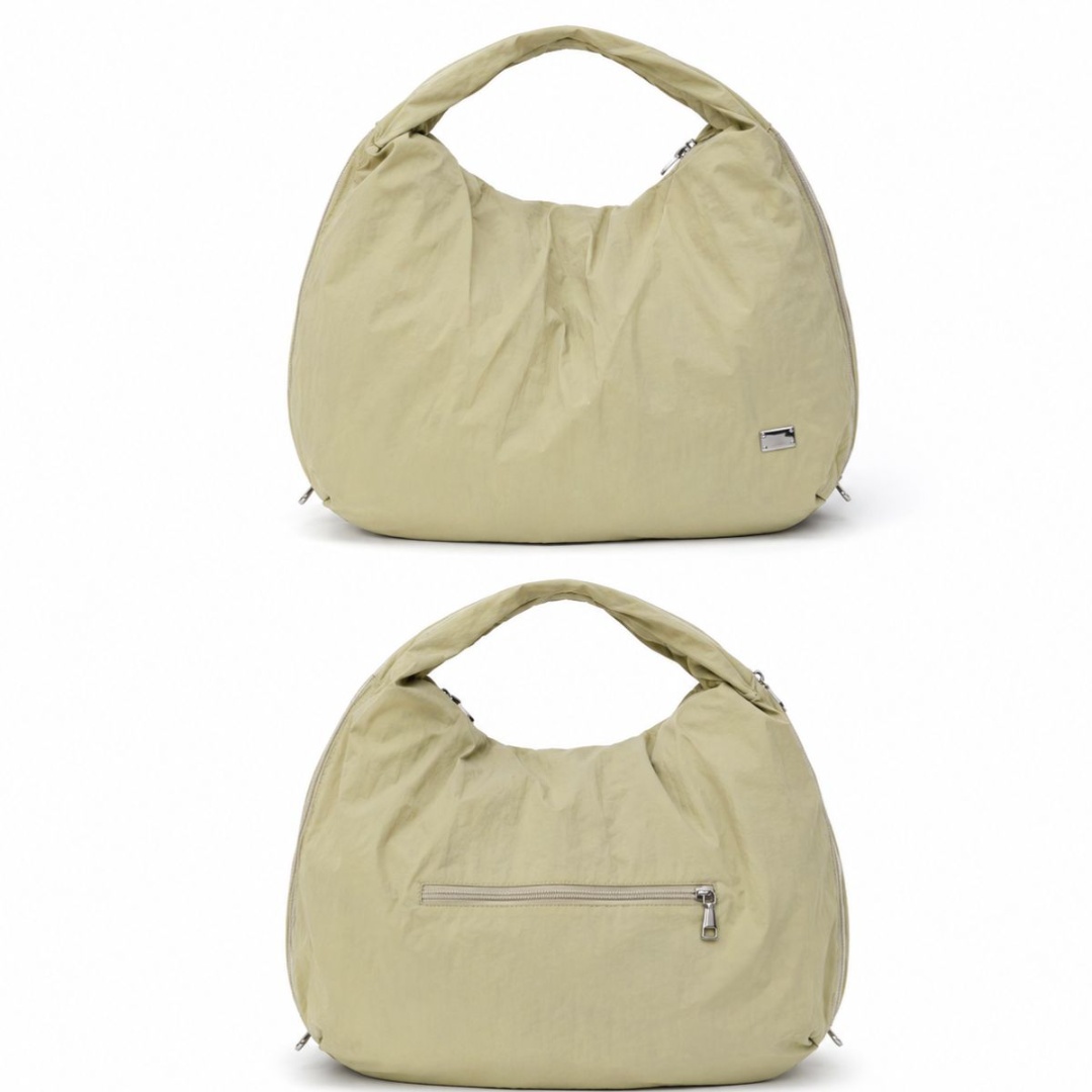 Bolso beige extensible, 52 × 37 cm
