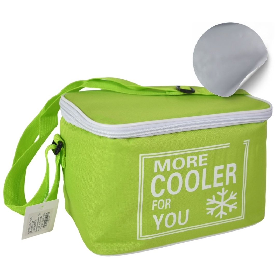 Bolso térmico aislante de poliéster oxford verde, 5 L