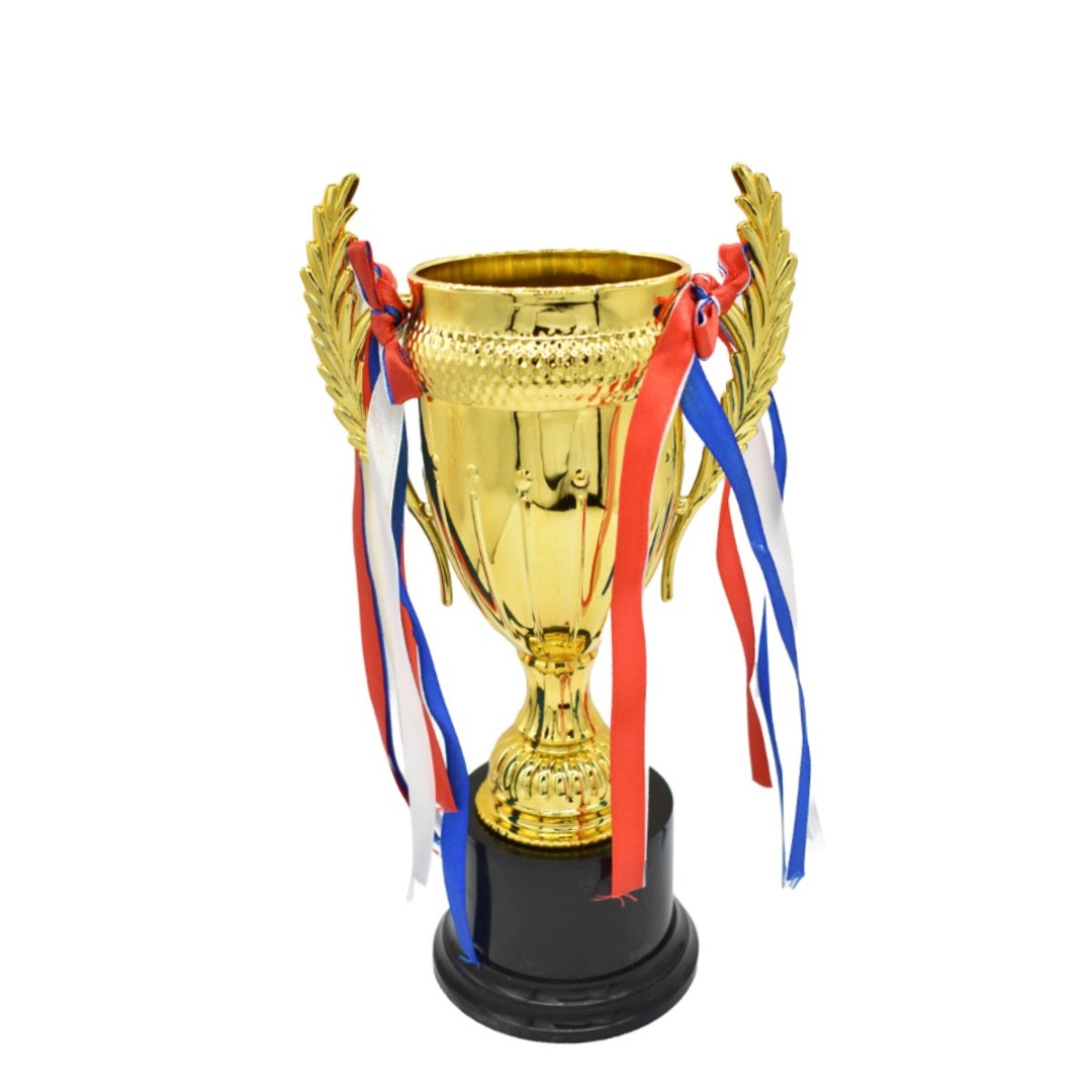 Trofeo de plástico dorado con forma de copa, 32 × 10 cm