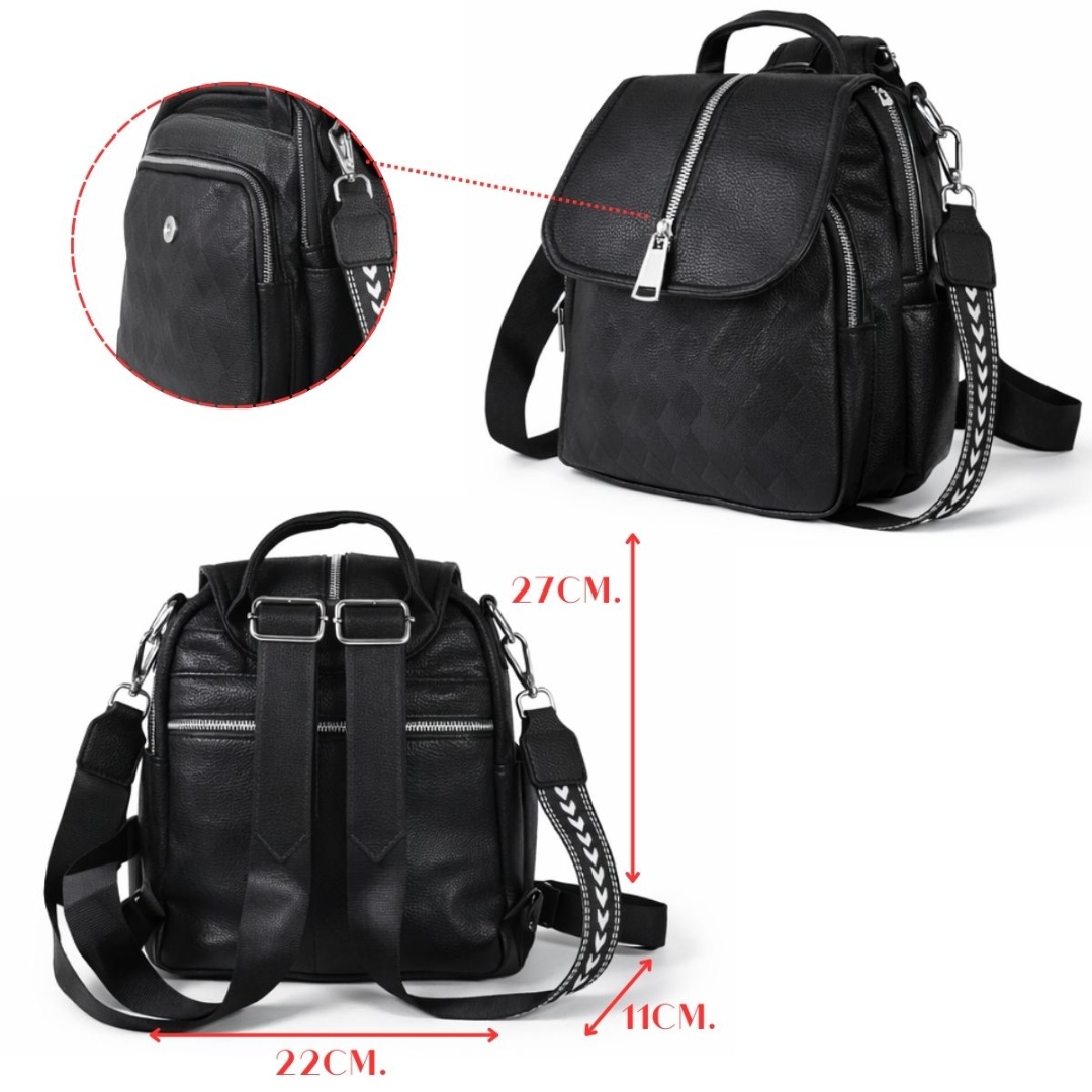 Mochila bolso negro, 27 × 22 cm