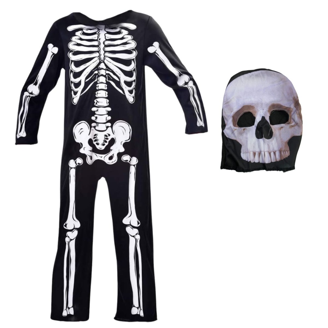 Disfraz de Halloween de esqueleto con máscara, talle L
