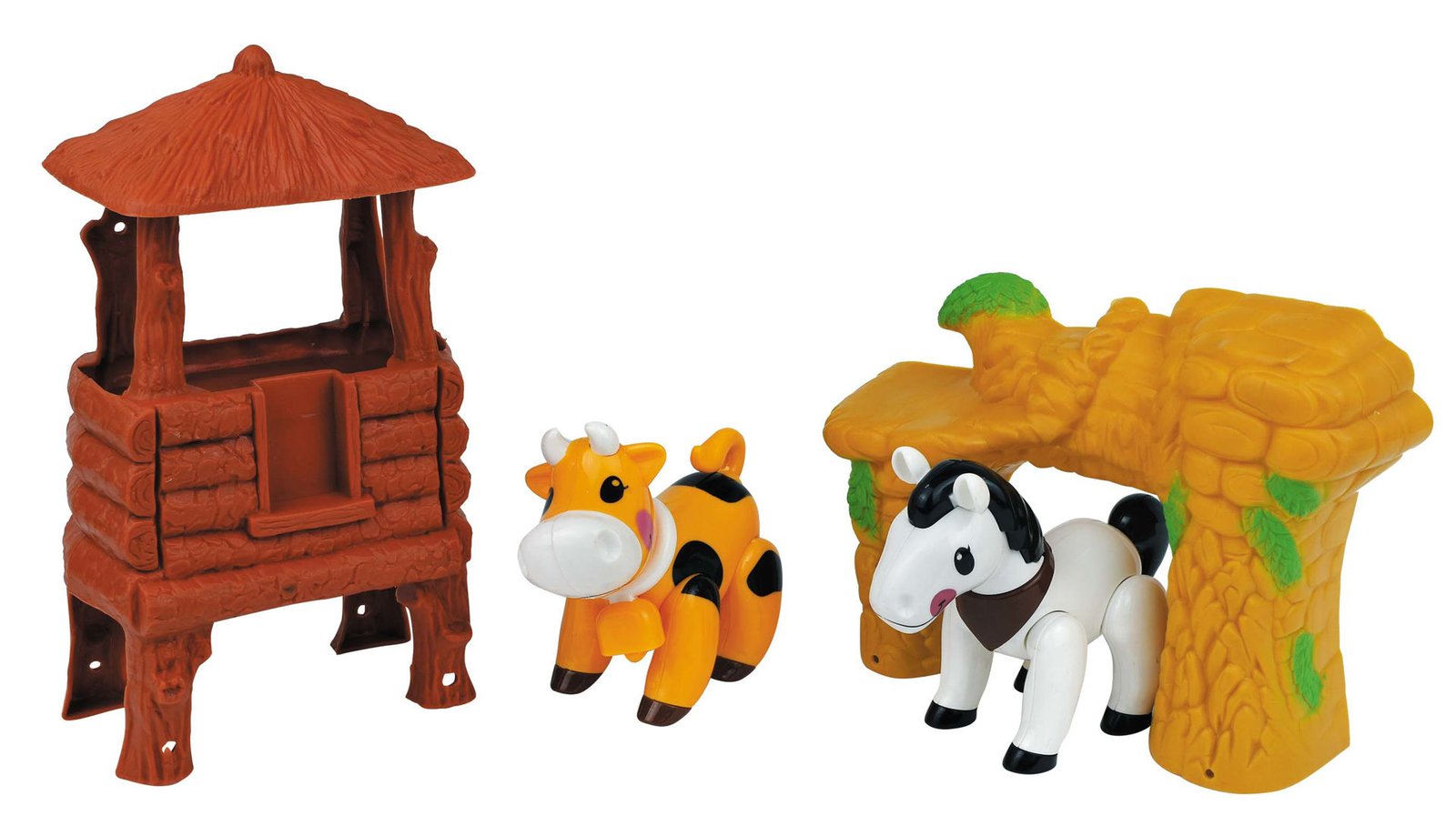 Animal selva/dinosaurio/granja con casa, pack de 2