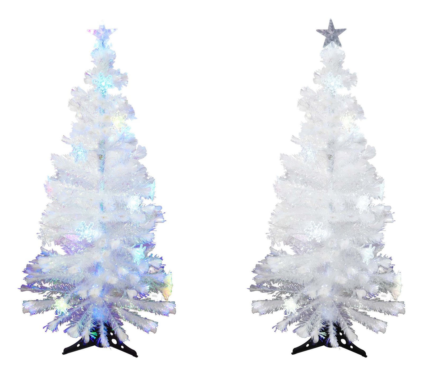 Árbol LED blanco con copos de nieve y puntero estrella 60 luces, 60 cm