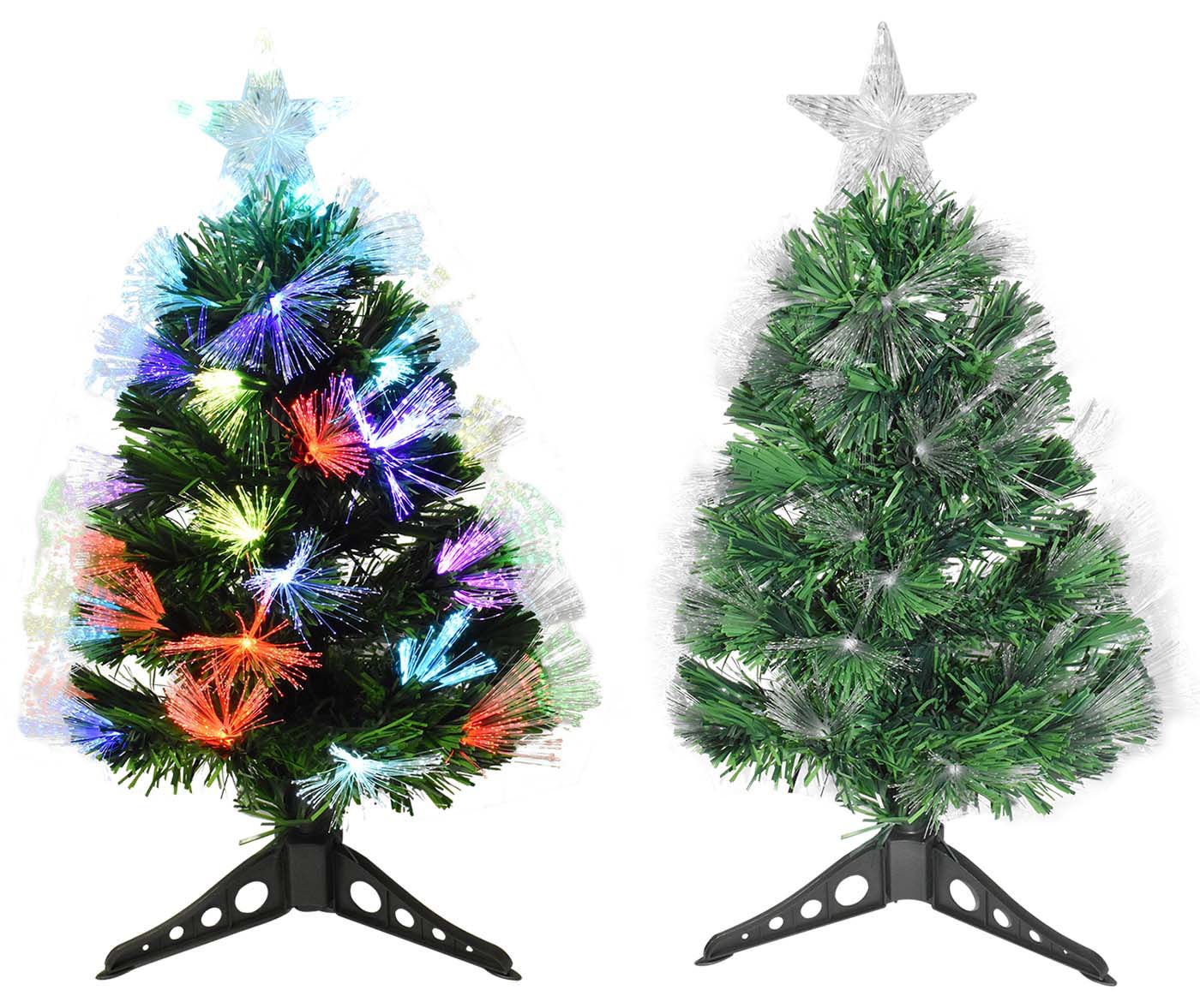 Árbol LED verde fibra óptica multicolor puntero estrella, 60 cm