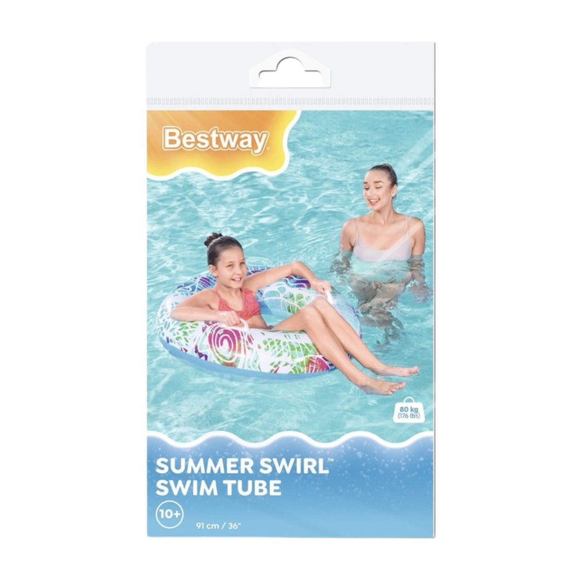 Aro salvavida inflable Bestway liso o con diseño bolsa, 91 cm