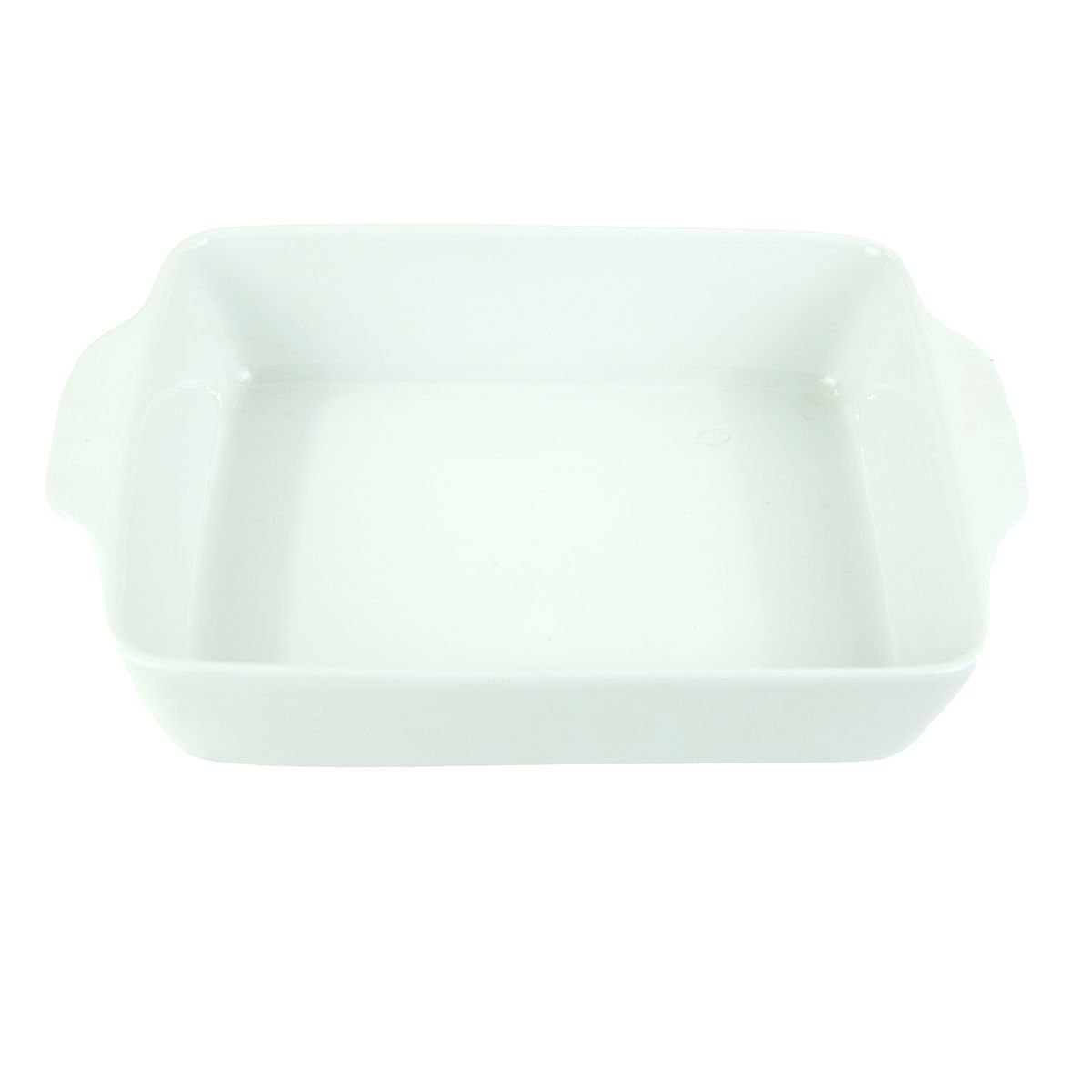 Fuente/asadera de cerámica blanca con asas, 25,5 × 20 cm