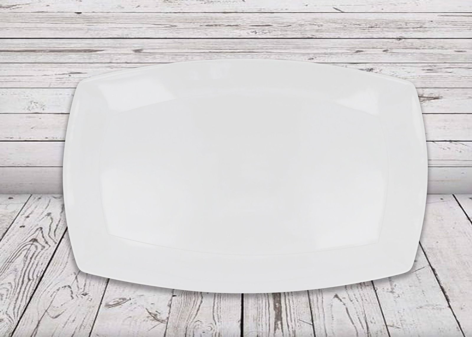 Bandeja rectangular de cerámica blanca lisa, 40 × 26 × 2,5 cm