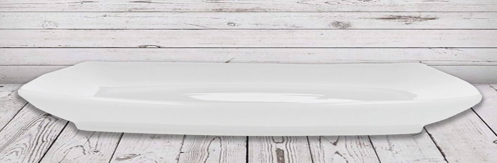 Bandeja rectangular de cerámica blanca lisa, 40 × 26 × 2,5 cm