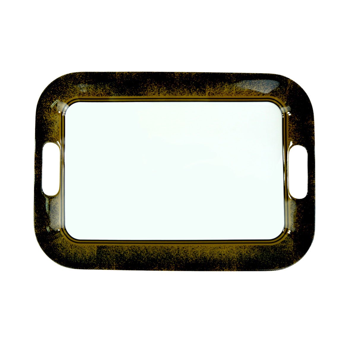 Bandeja rectangular de melamina dorada, 42 × 29,8 cm