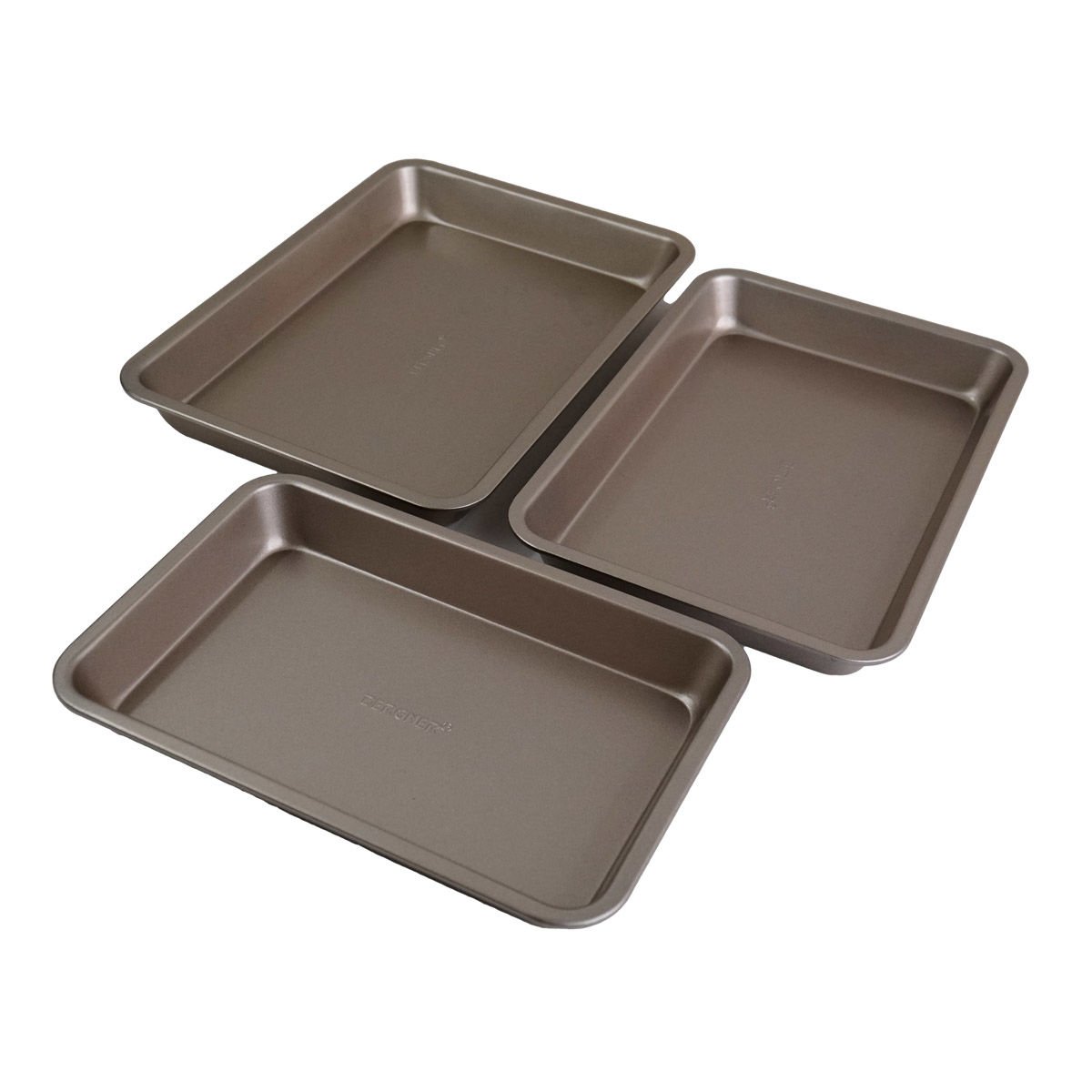 Asadera rectangular de metal//golden, 3 piezas