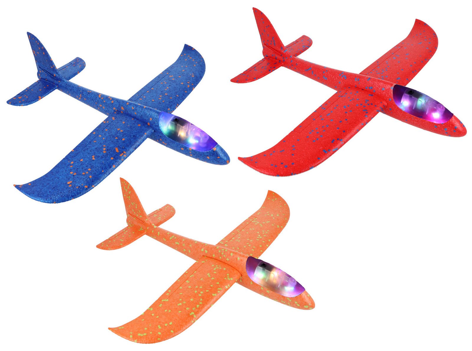 Avión espuma fluo estampado con luz bolsa (ojo precio), 47 cm
