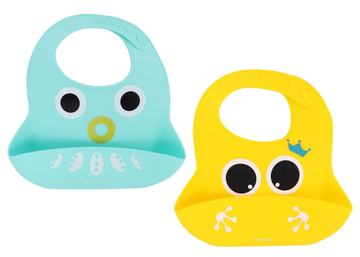 Babero de PVC en 3 colores y 3 diseños surtidos, 24 × 24 cm