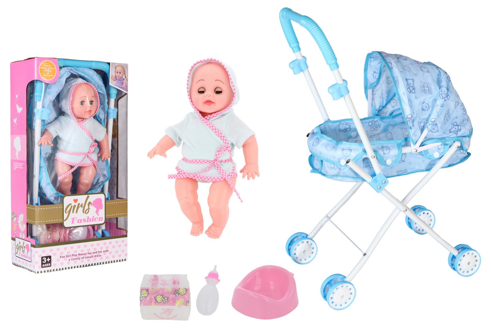 Bebé 4SONIDOS con mamadera pañal cochecito tipo cuna, 28 cm