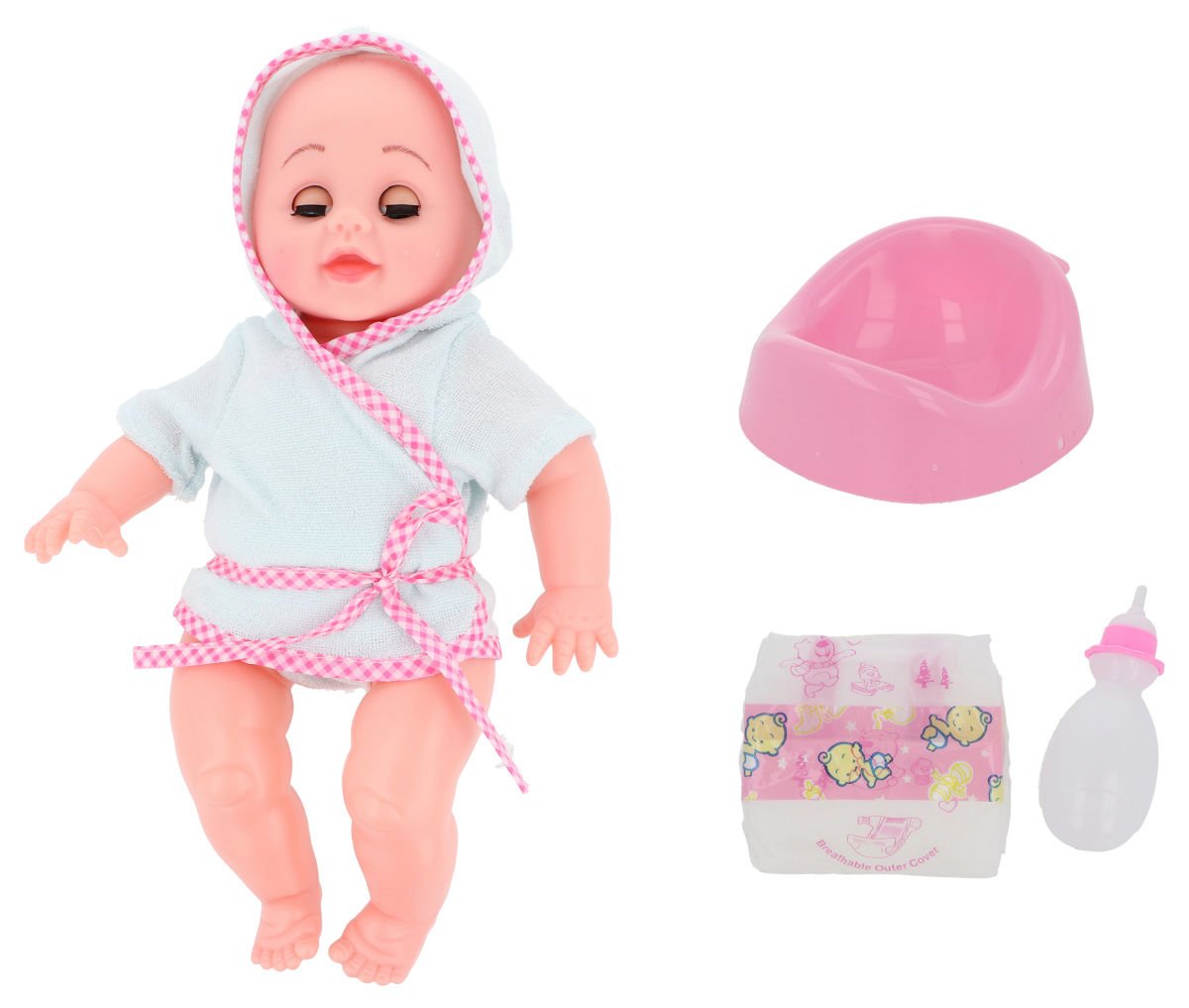 Bebé 4SONIDOS con mamadera pañal cochecito tipo cuna, 28 cm