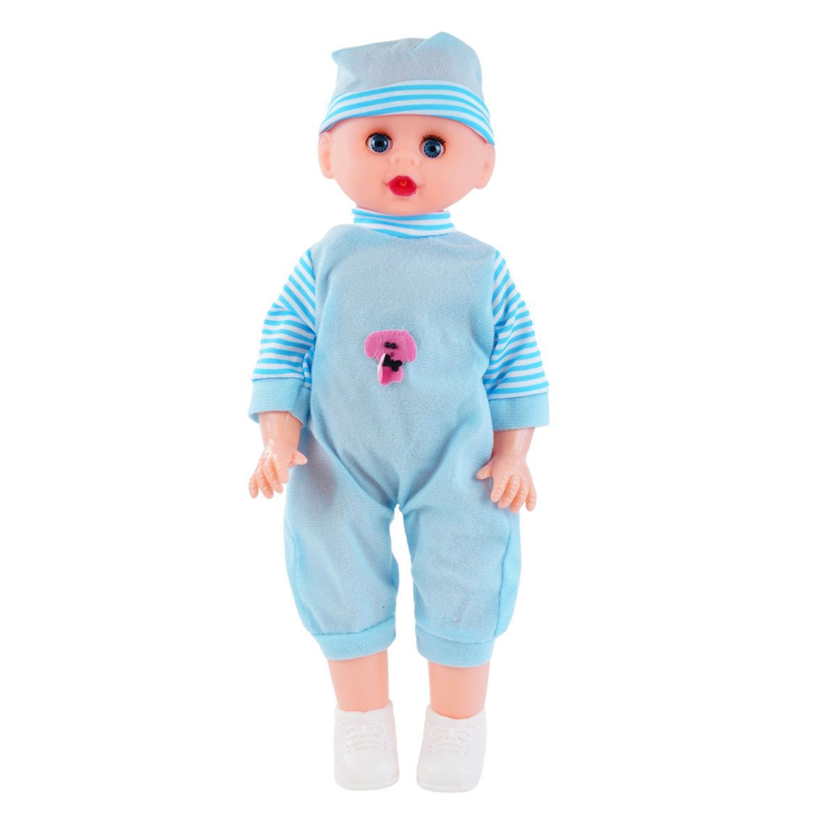 Bebé de plástico con música pijama zapatos de plástico bolsa, 42 cm