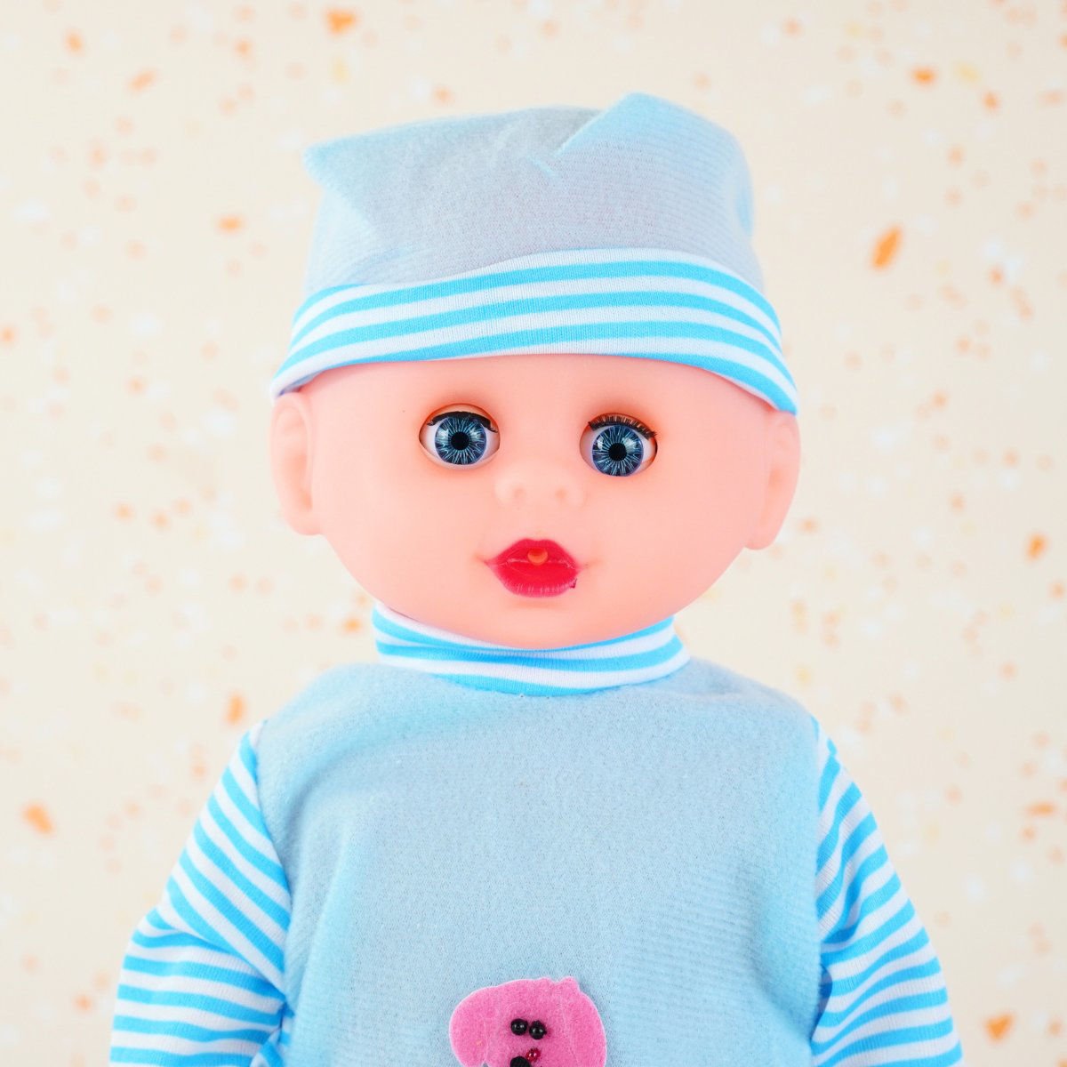 Bebé de plástico con música pijama zapatos de plástico bolsa, 42 cm
