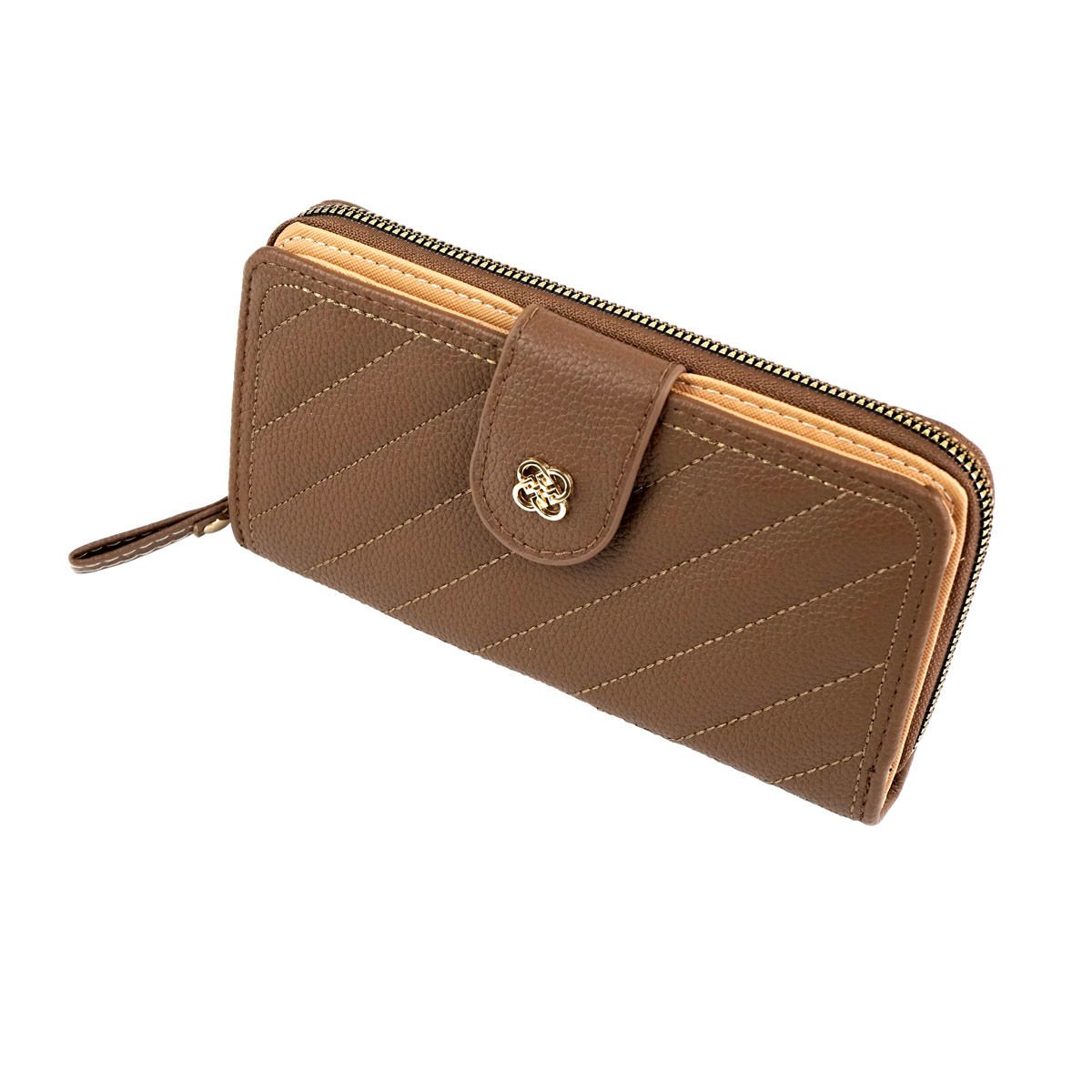Billetera dama de cuerina con broche y cierre, 20 × 10,5 cm