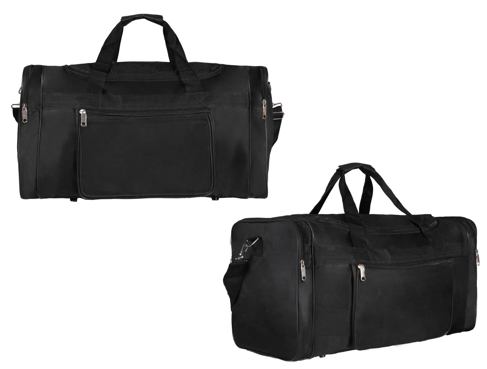 Bolso viaje negro de lona liso con asas