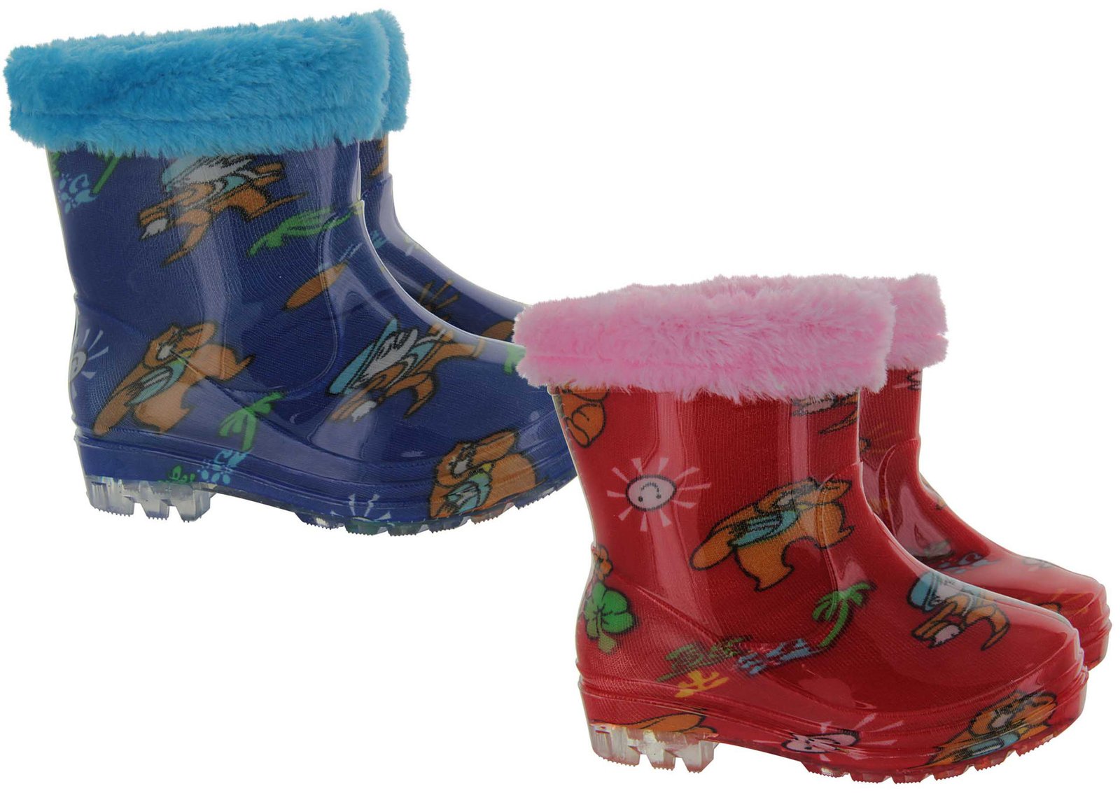 Botas de goma para lluvia niño forrada con piel con diseño 31 al 35