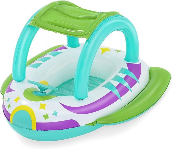 Bote inflable auto con techo para bebé space, 107 × 112 cm