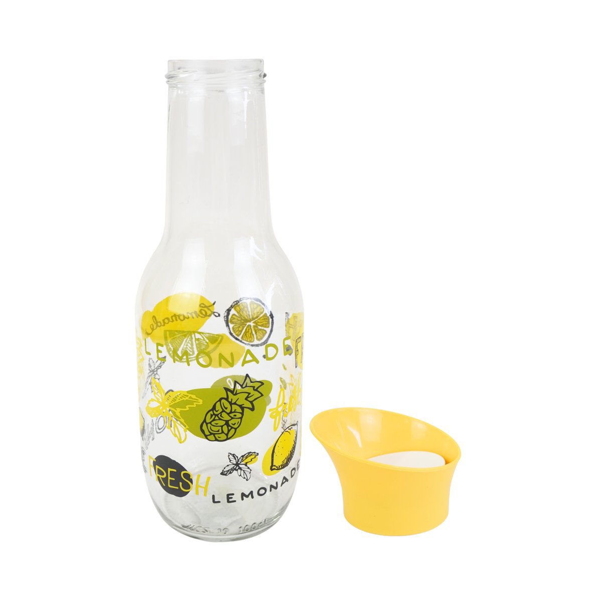 Botella Herevin de vidrio decorada diseño Lemonade, 1 L