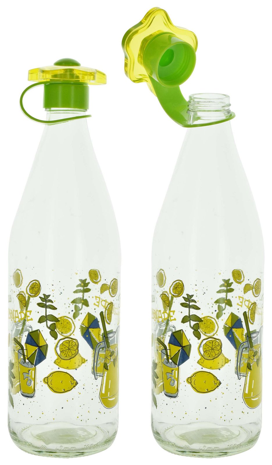 Botella Herevin vidrio tapa flor, 1 L