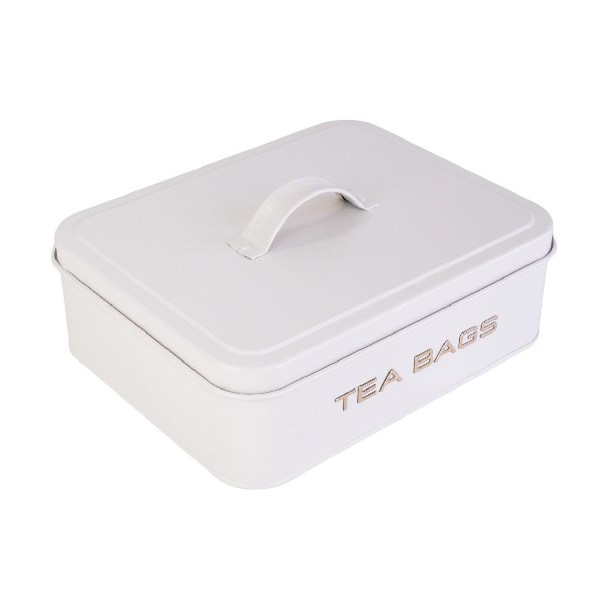 Caja de te de metal 12 divisiones beige con dorado, 25,5 × 20,5 cm