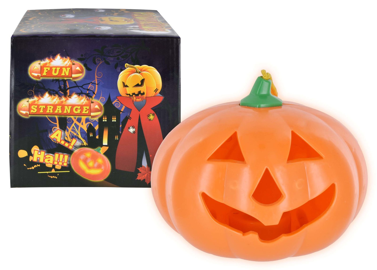 Calabaza de plástico con luz, 15 × 15 cm