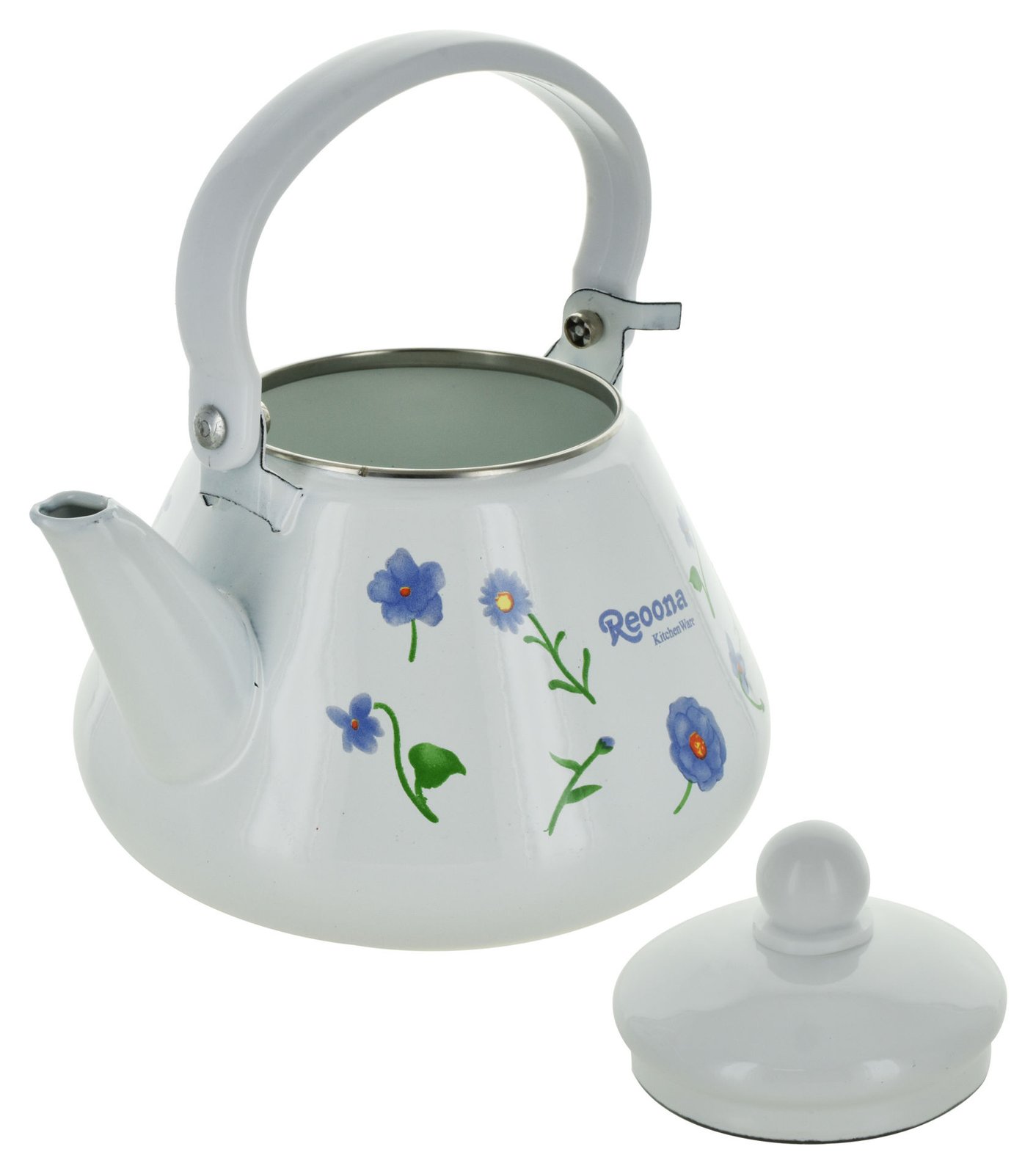 Caldera esmaltada redonda estampada con flores, 1,3 L