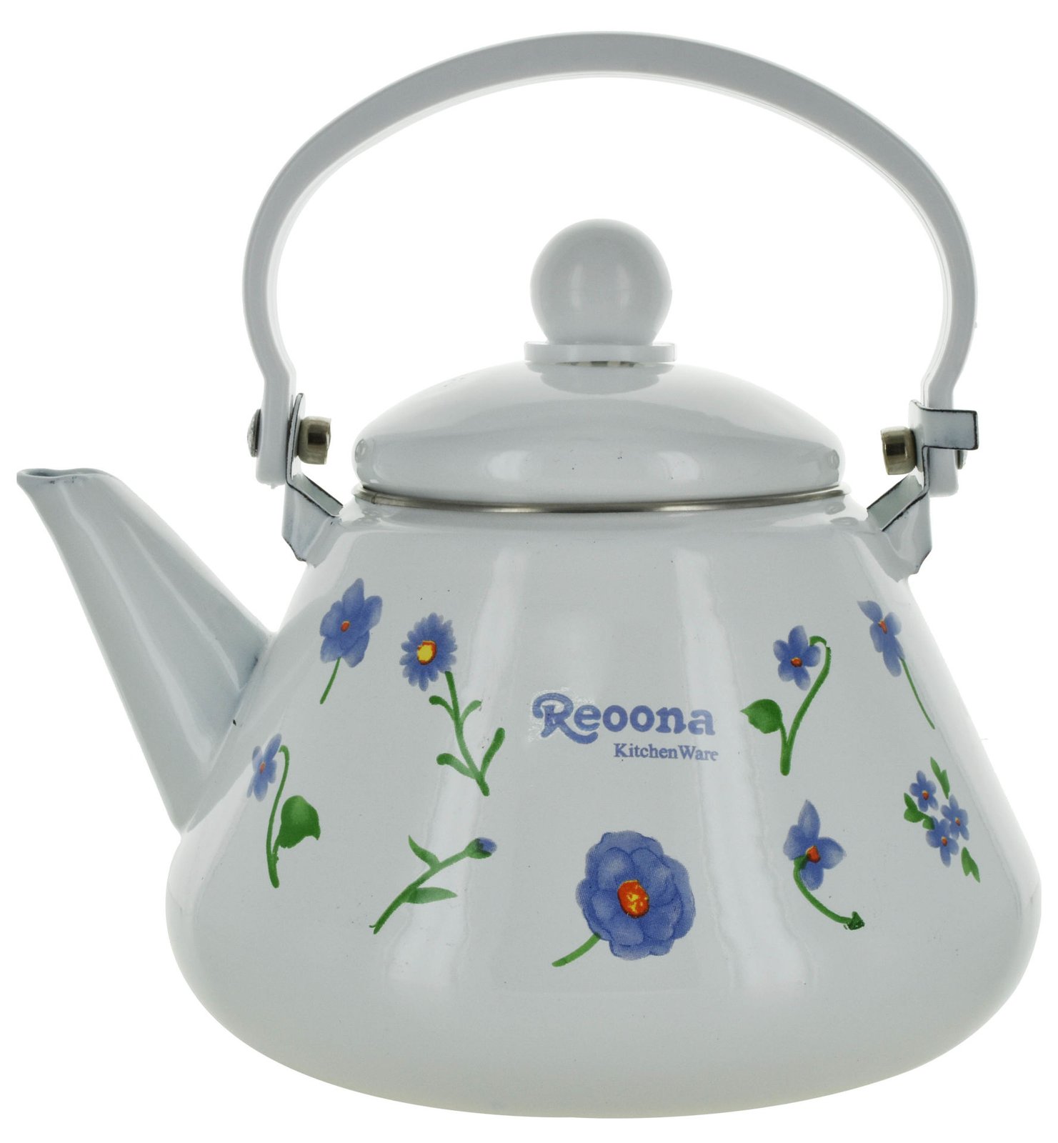 Caldera esmaltada redonda estampada con flores, 1,3 L